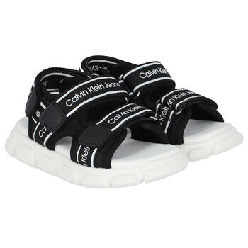 Black & White Logo Sandals