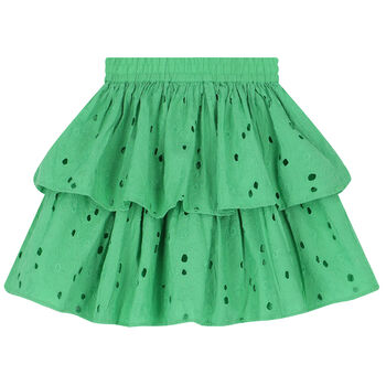 Girls Green Broderie Anglaise Skirt