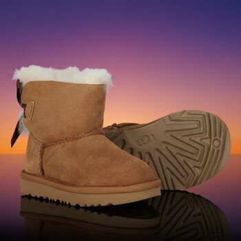 Younger Girls Beige Mini Bailey Bow II Suede Boots