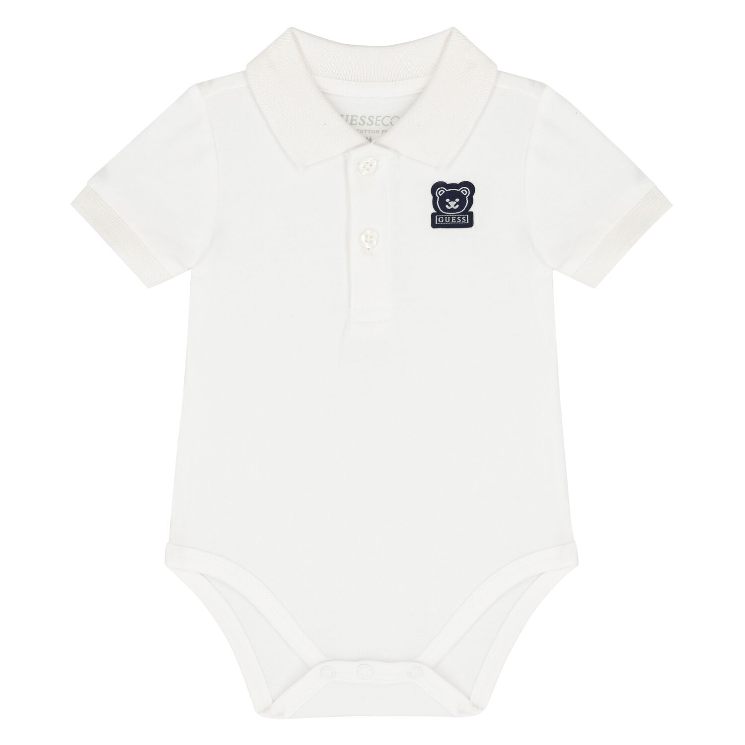 White Cotton Teddy Bear Bodysuit, 1, hi-res image number null