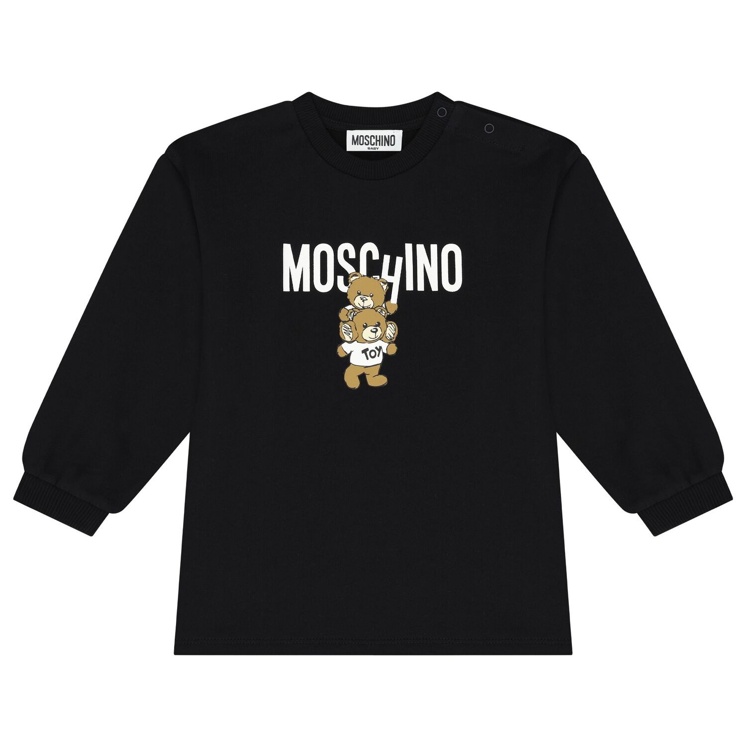 Younger Girls Black Teddy Bear Logo Dress, 4, hi-res image number null