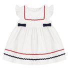 Baby Girls White & Navy Blue Dress Set, 1, hi-res