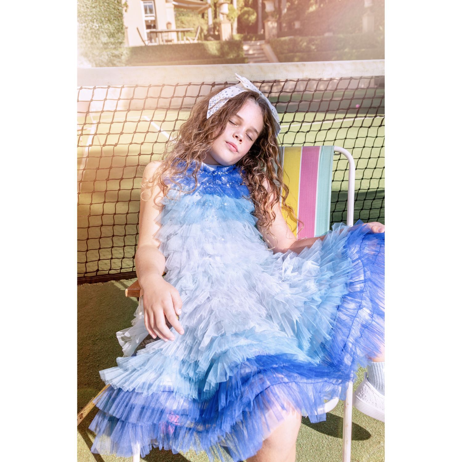 Girls Blue Layered Tulle Dress, 1, hi-res image number null