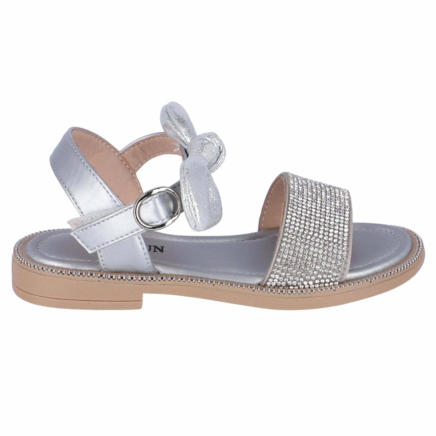 Girls Silver Embellished Sandals, 1, hi-res