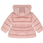 Younger Girls Pink Hooded Puffer Coat , 1, hi-res