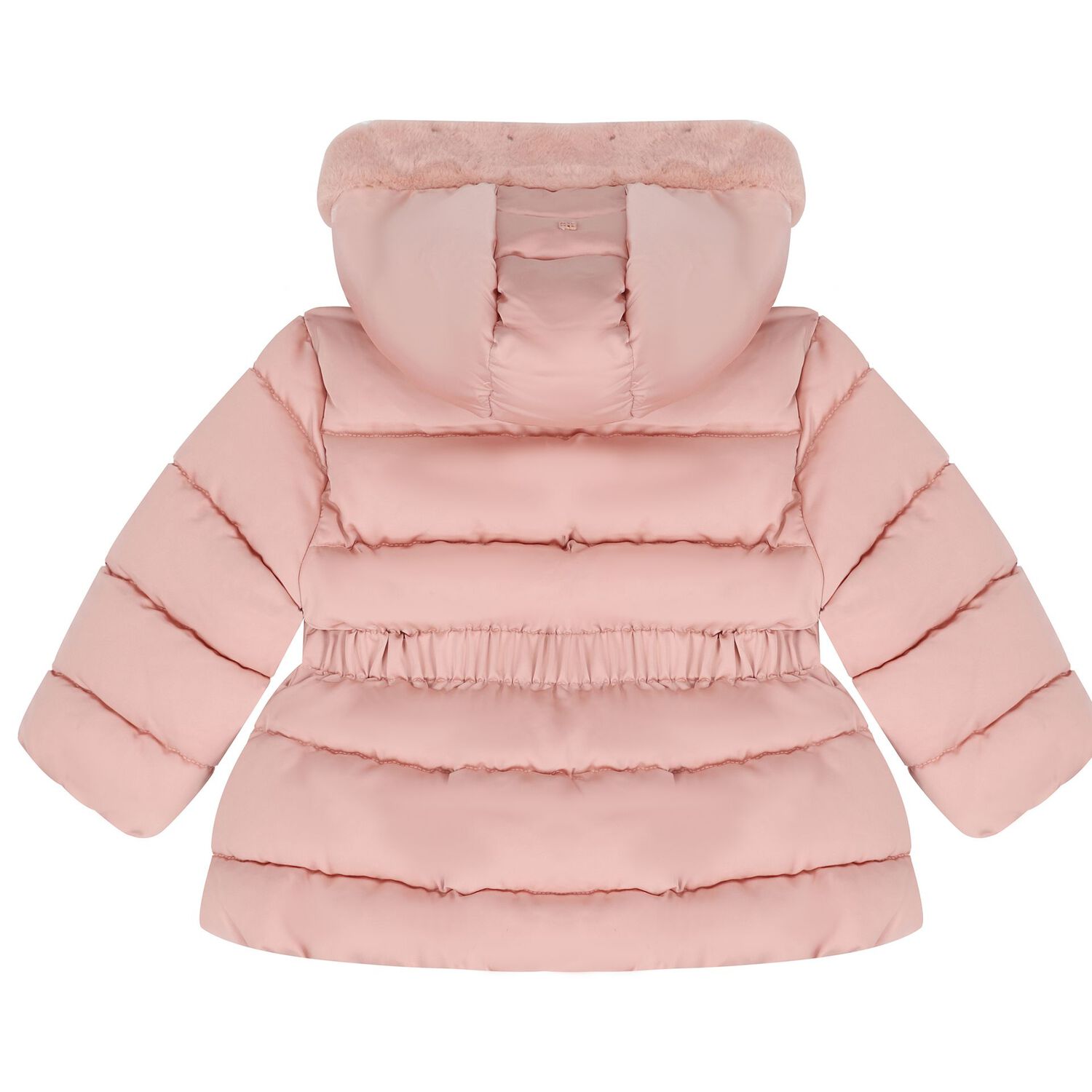 Younger Girls Pink Hooded Puffer Coat , 1, hi-res