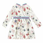 Girls White Printed Dress, 1, hi-res