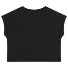 Girls Black Logo Shorts Set, 1, hi-res