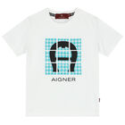 Younger Boys White Logo T-Shirt, 1, hi-res