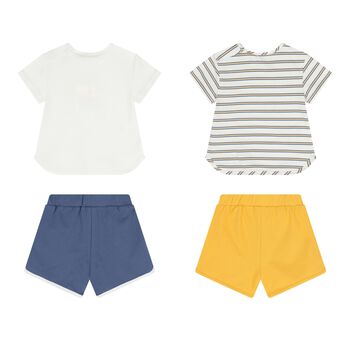 Baby Girls White, Blue & Yellow Shorts Set ( 2-Pack )