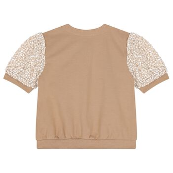 Girls Beige Logo Top
