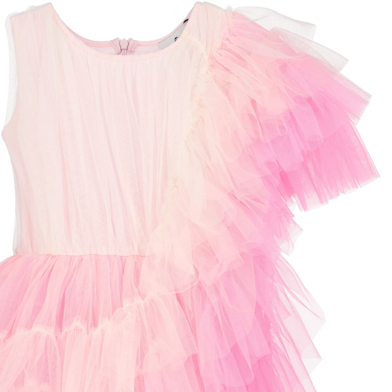 فستان تول مكشكش باللون الوردي للبنات, 1, hi-res image number null