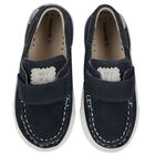 Younger Boys Navy Blue Suede Shoes, 1, hi-res