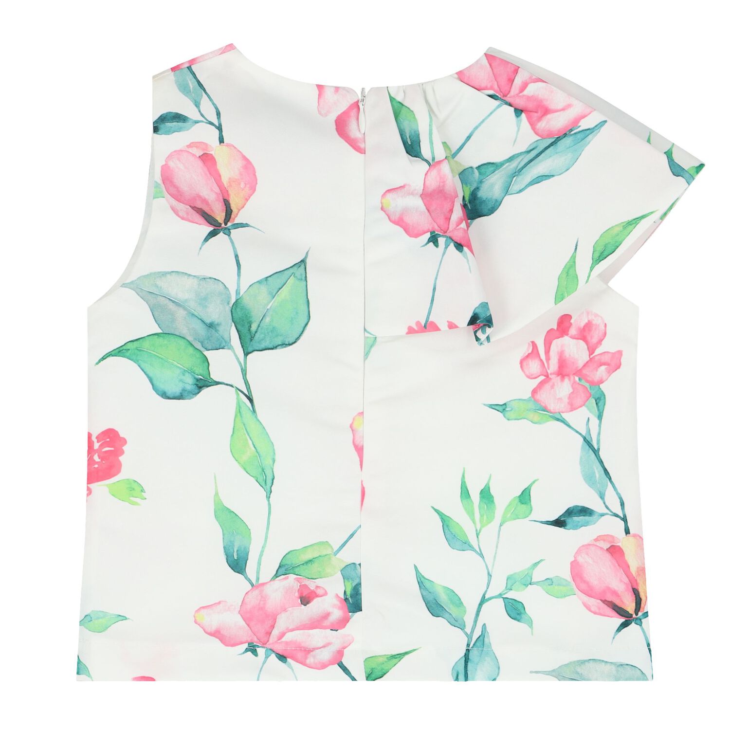 طقم تنورة بنات بالزهور باللون الأبيض والوردى, 1, hi-res image number null