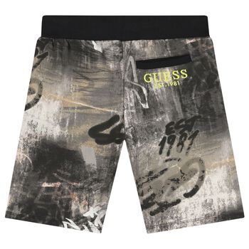 Boys Beige & Grey Logo Shorts