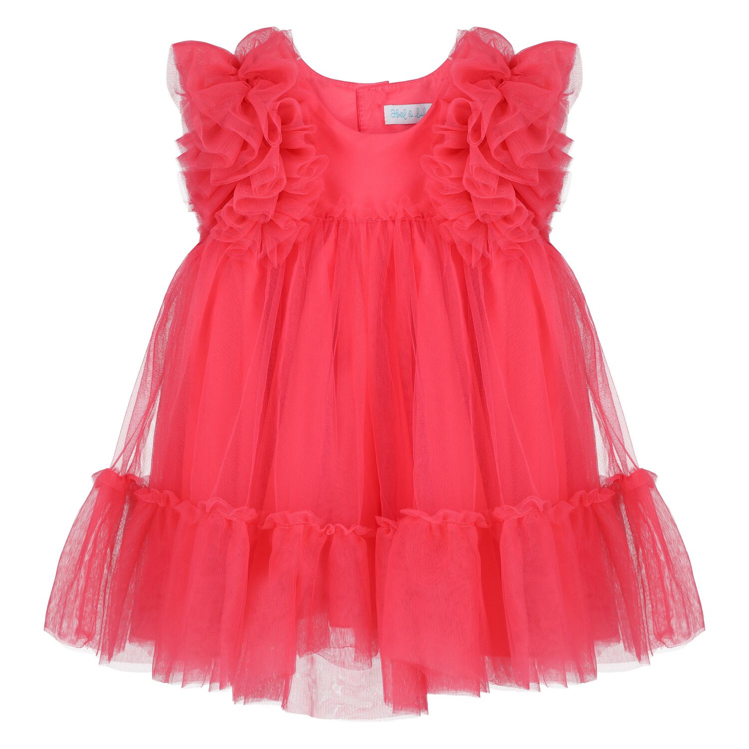 Younger Girls Red Ruffled Tulle Dress, 1, hi-res image number null
