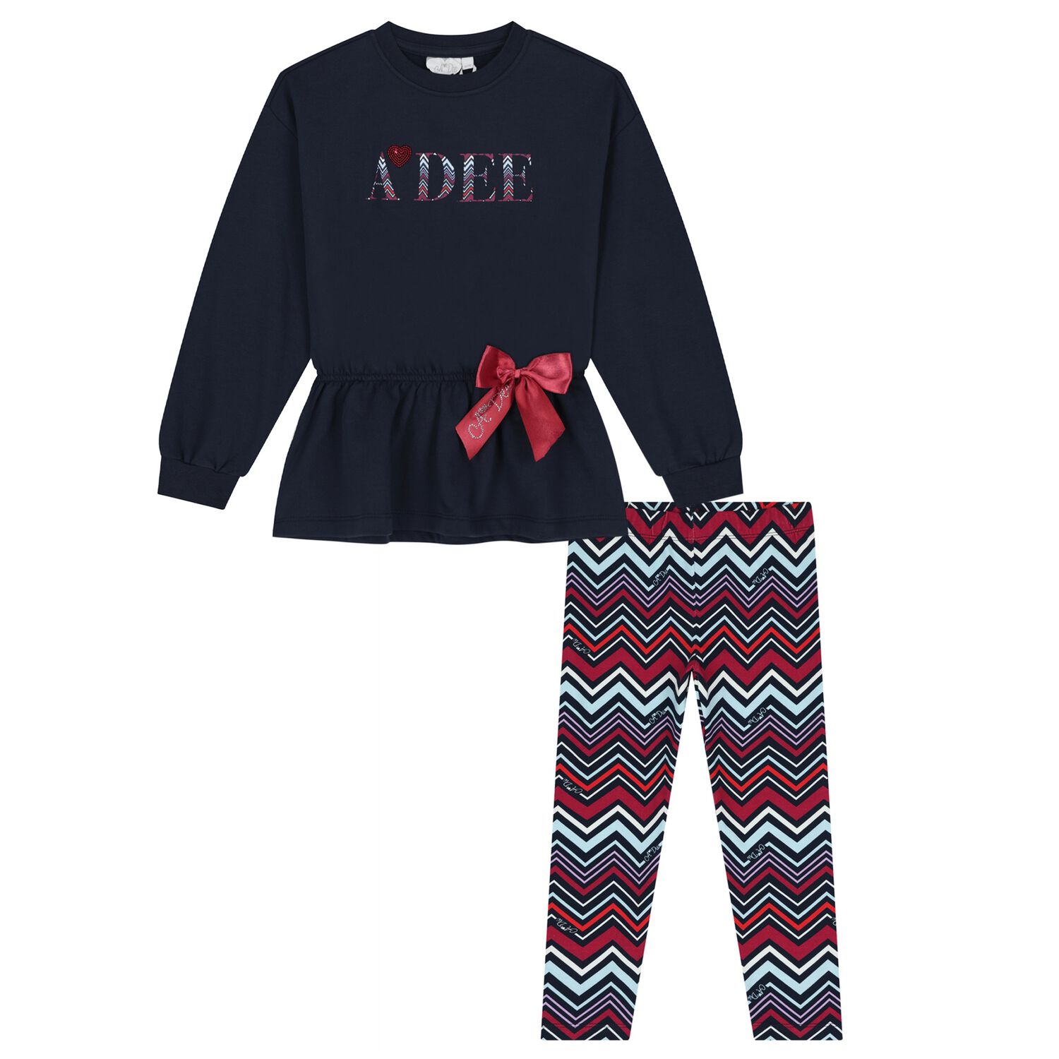 Girls Multi-Coloured Zig Zag Leggings Set, 1, hi-res
