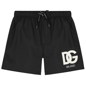 Boys Black Logo Swim Shorts