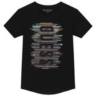 تيشيرت بنات مزين بالشعار باللون الأسود, 1, hi-res