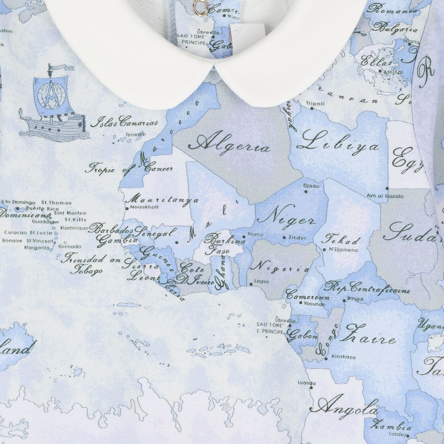 Baby Boys Ivory & Blue Geo Map Babygrow Gift Set, 1, hi-res