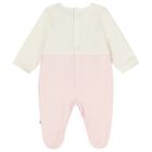 Baby Girls Ivory & Pink Teddy Bear Logo Babygrow, 3, hi-res