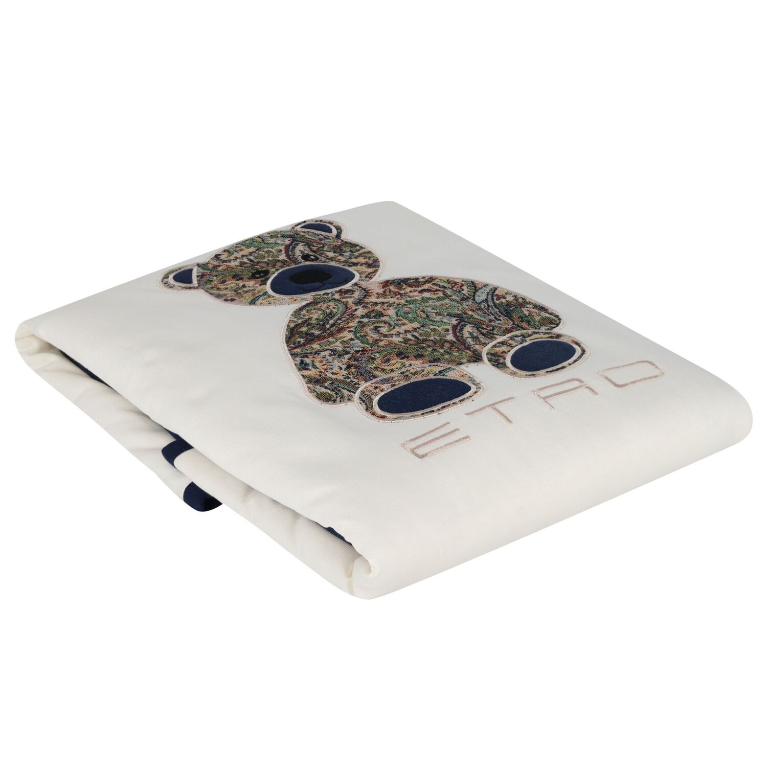 White & Navy Blue Teddy Bear Logo Baby Blanket, 1, hi-res