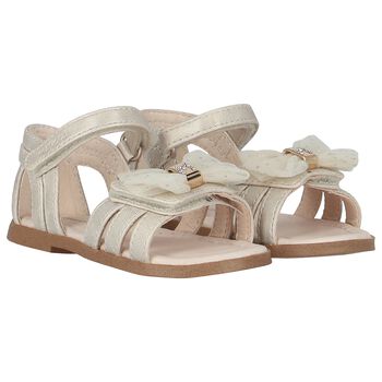 Younger Girls Ivory Bow Sandals