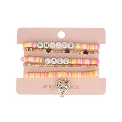 Girls Ivory & Pink Bracelets (5 Pack)