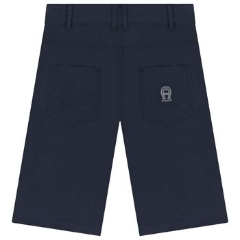 Boys Navy Blue Logo Shorts