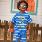 Boys Blue & White Striped Shorts, 1, hi-res