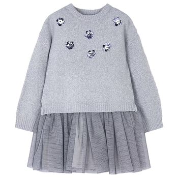 Girls Grey Tulle Dress Set