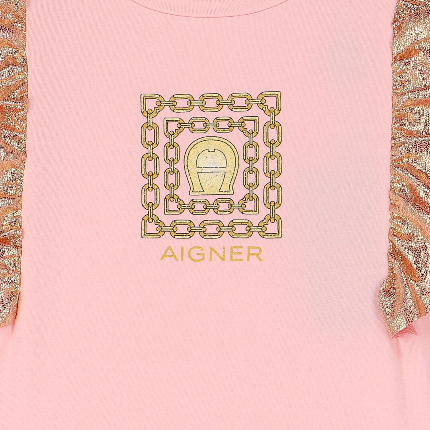 Girls Pink & Gold Logo Dress, 2, hi-res