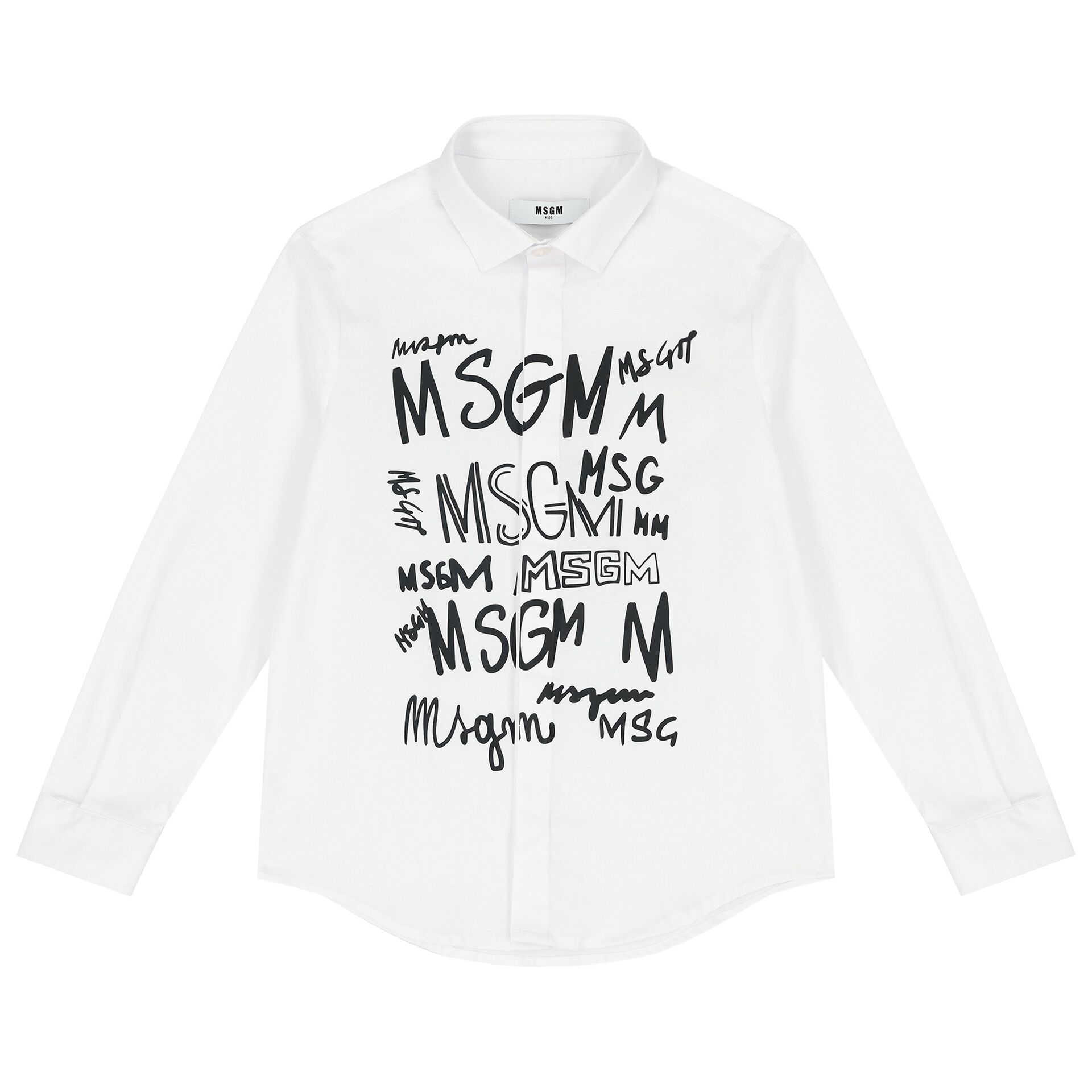 MSGM Boys White Logo Shirt Junior Couture UAE