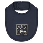 طقم هدايا ملابس أطفال وقبعة ومريلة باللون الكحلي والذهبي للأولاد, 1, hi-res