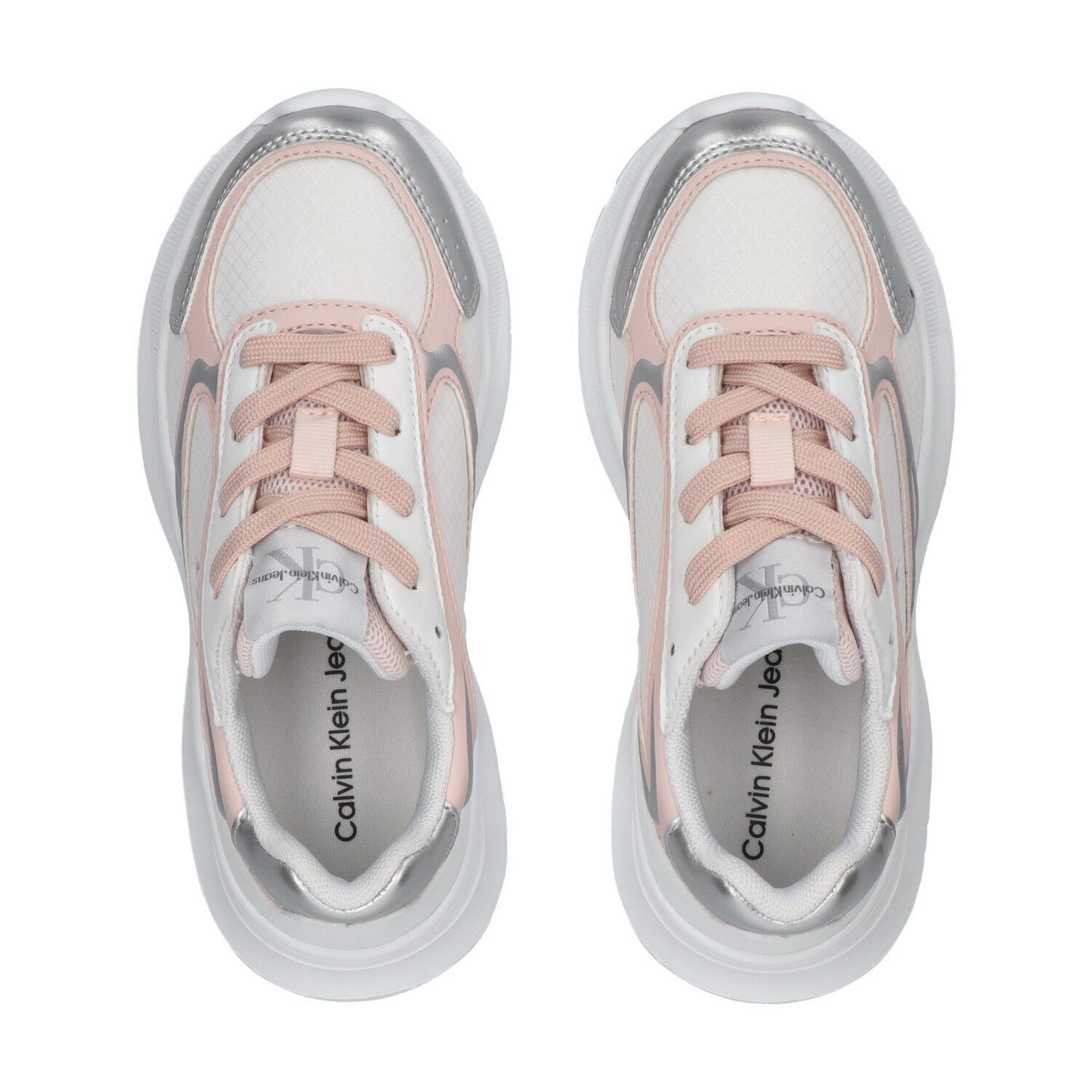 Girls White & Pink Logo Trainers, 1, hi-res image number null