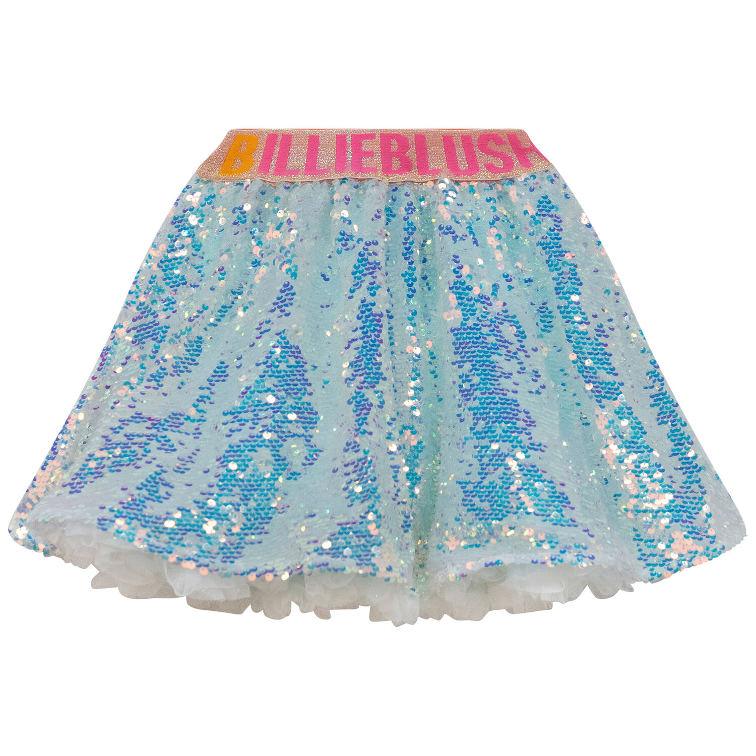 Girls Blue Iridescent Sequin Skirt, 1, hi-res