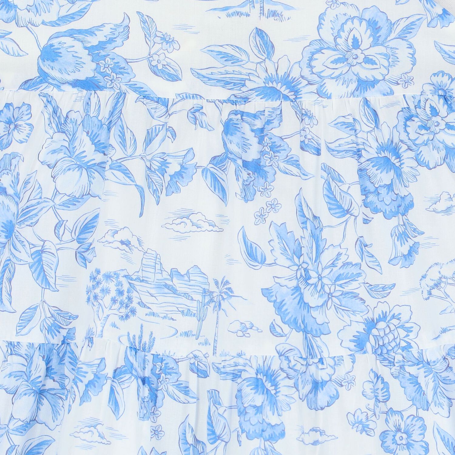 Girls White & Blue Liberty Dress, 1, hi-res