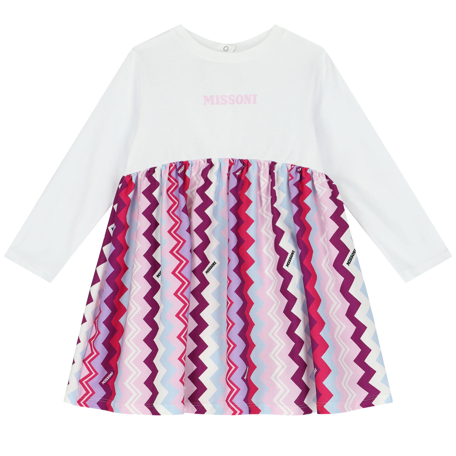 Younger Girls White, Purple & Pink Logo Zigzag Dress Set, 1, hi-res image number null