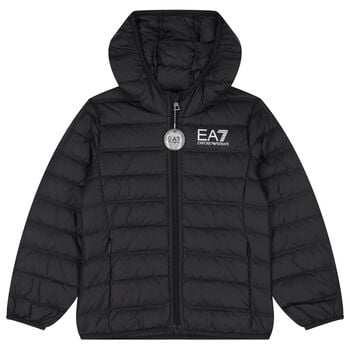 جاكيت اولاد بالشعار باللون الأسود