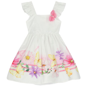 Girls White Floral Dress