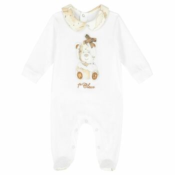 White & Beige Geo Map Babygrow