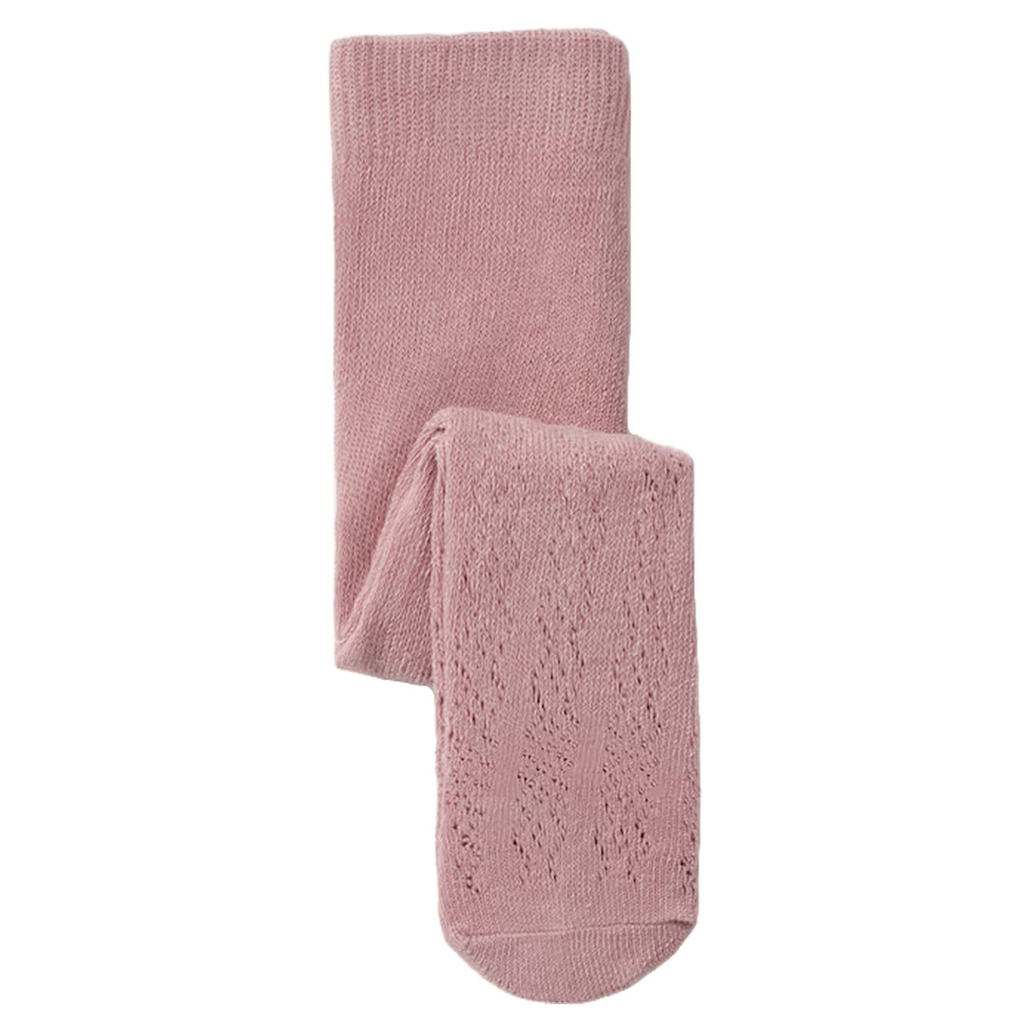 Baby Girls Pink Knitted Tights, 1, hi-res