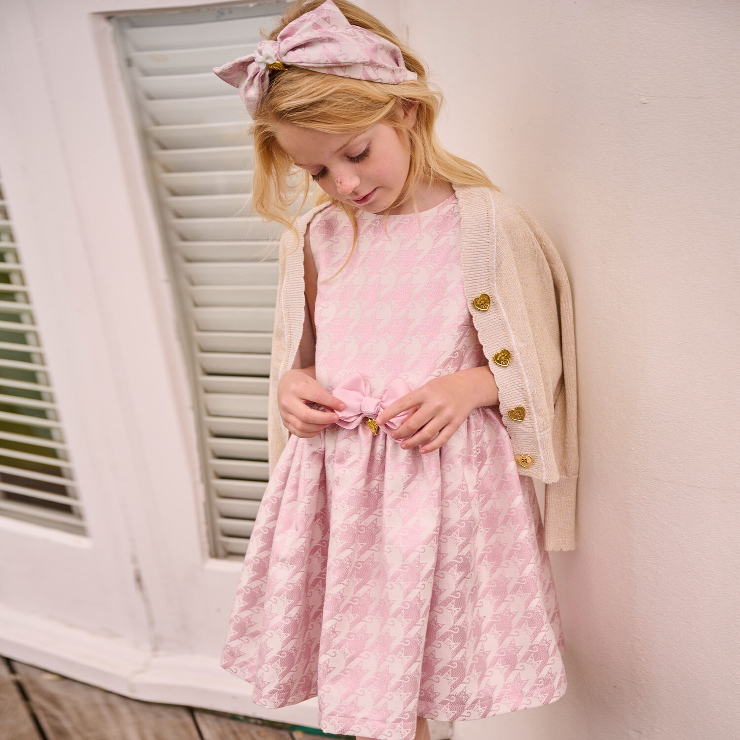 فستان بطبعة القطط باللون الابيض و الوردي , 1, hi-res