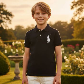 Boys Black Logo Polo Shirt