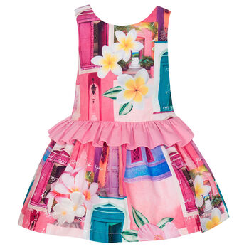 Girls Pink Printed Dress