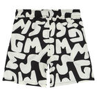 Boys Ivory & Black Logo Swim Shorts, 1, hi-res