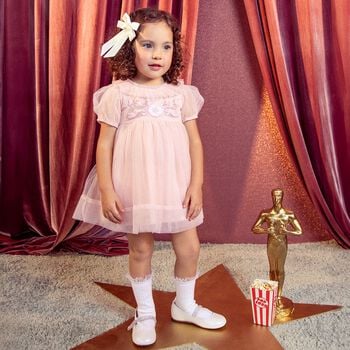 Baby Girls Pink Sequin Tulle Dress Set