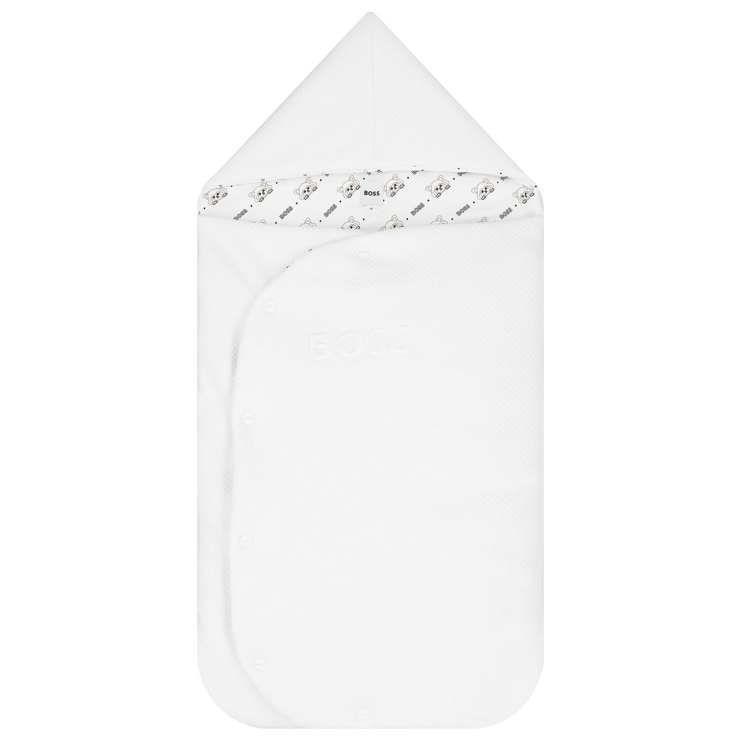 White Cotton Logo Baby Nest, 1, hi-res