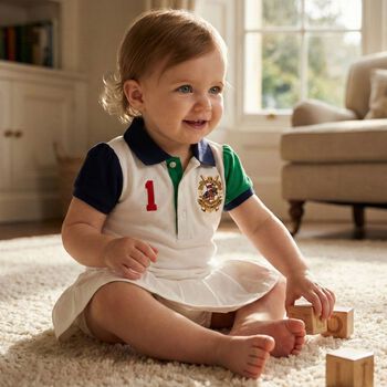 Baby Girls White Logo Dress Set