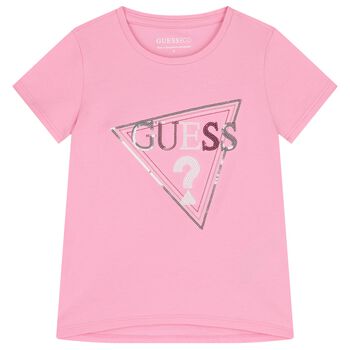 Girls Pink Embellished Logo T-Shirt